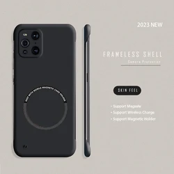 Sleek Magnetic Frameless Phone Case with MagSafe Compatibility - Matte Thin Hard PC Cover for Find X3 Neo (Black)