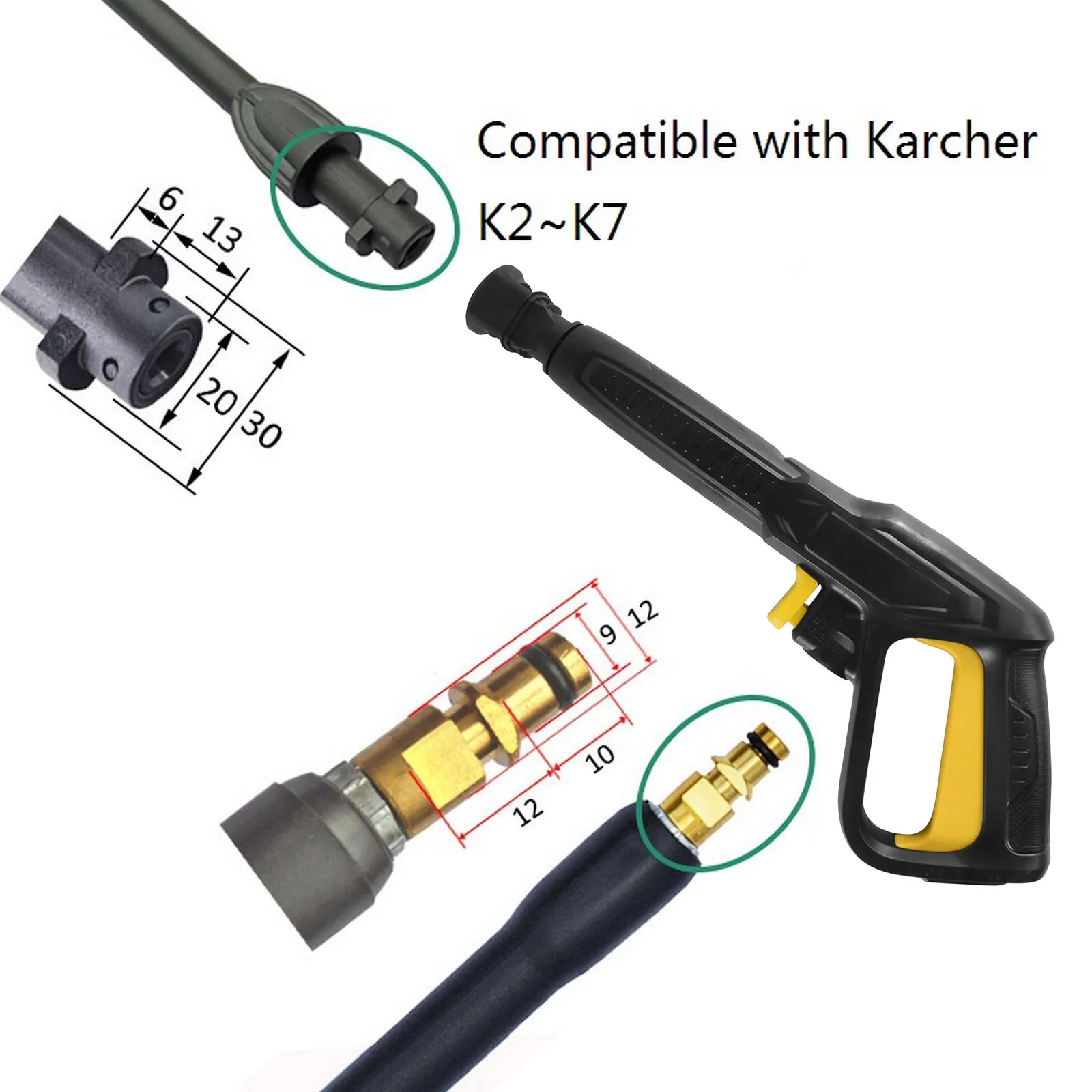 

Pressure Washer Gun Replacement Car Wash Cleaning Water Spray Gun Lance Nozzle Tip Pistol Lance Wand Nozzle for Karcher K2~K7