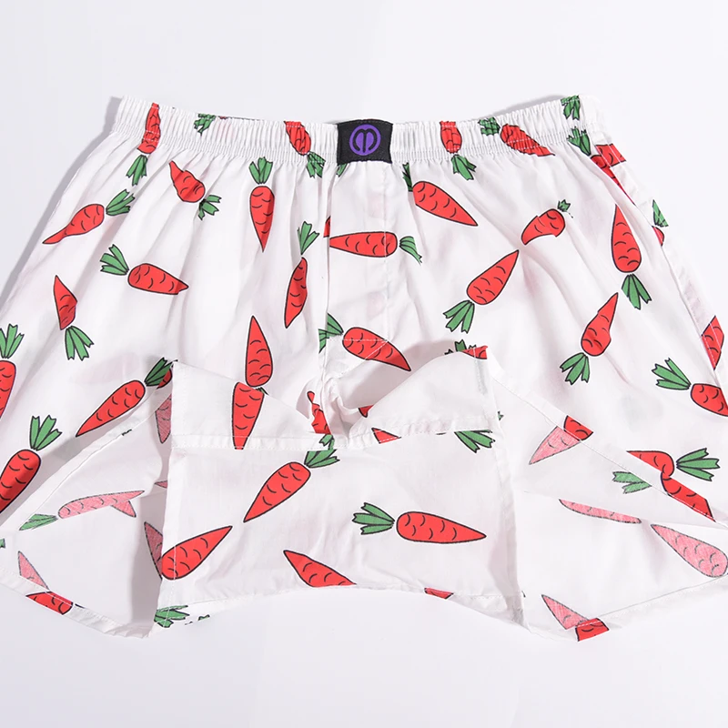 Pure Cotton Casual Men Underwear Boxer Carrot Pattern Sleep Shorts Men Underpants Boxershorts Comfortable Skin Feel Pajama Short