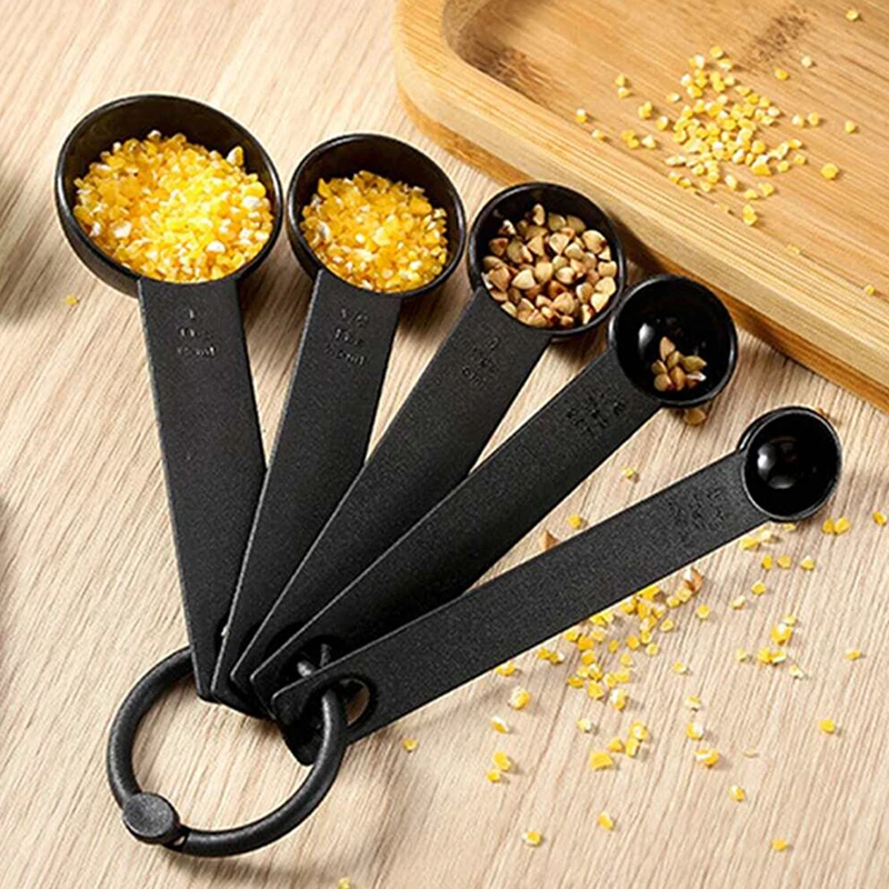 10 יחידות סט שחור כף מדידה פלסטיק כוס מדידה כלי אפייה כף אבקת חלב כף מדויקת כף ביתית DIY TMZ