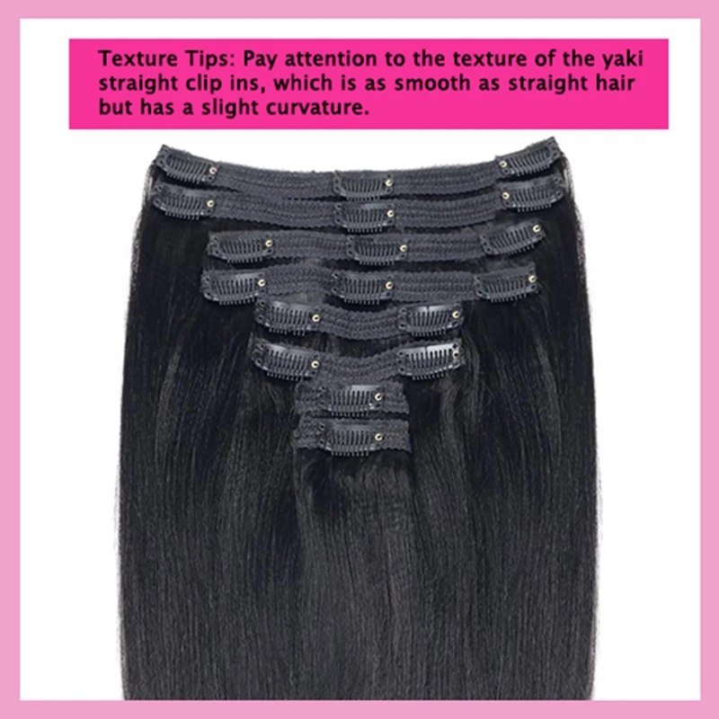 Straight Clip in Hair Extensions Human Hair Women 8Pcs Per Set 20Clips Double Lace Weft