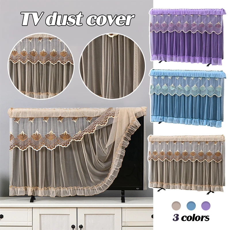 TV Screen Monitor Protector Cover 55/60/65/70/75inch Television LCD Protector Lace Embroidery Dust Cover Home Decorations