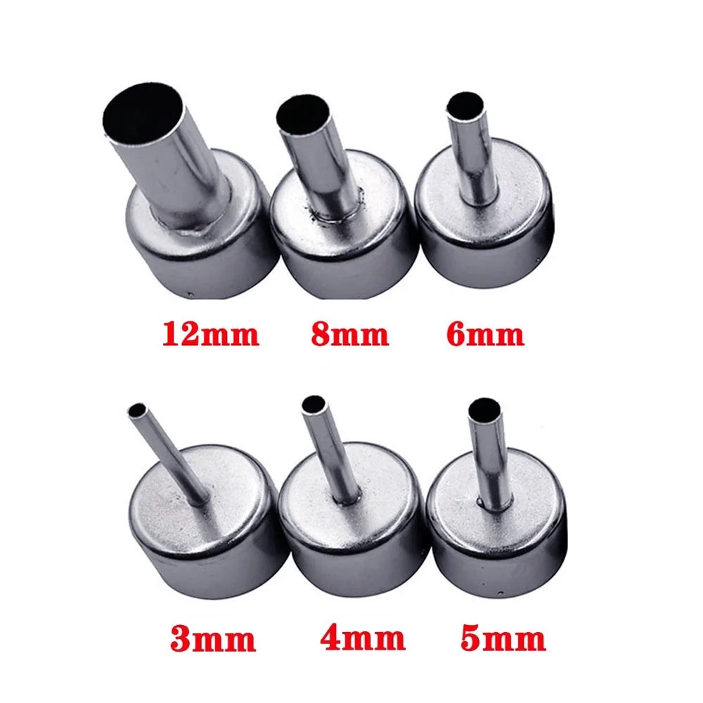 6pcs Universal Nozzle For 858 Series Heat Resistant Soldering Station Accessories Durable Heat Resistant Stainless Steel Parts