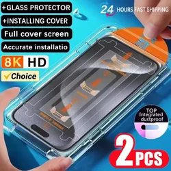 Oleophobic Coating Dust - Free Easy Install Screen Protector - 2 Pieces (For iPhone 16)