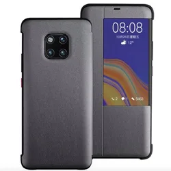 Premium Smart View Flip Case with Auto Sleep/Wake - Slim Protective Cover for Mate 20 (GRAY)