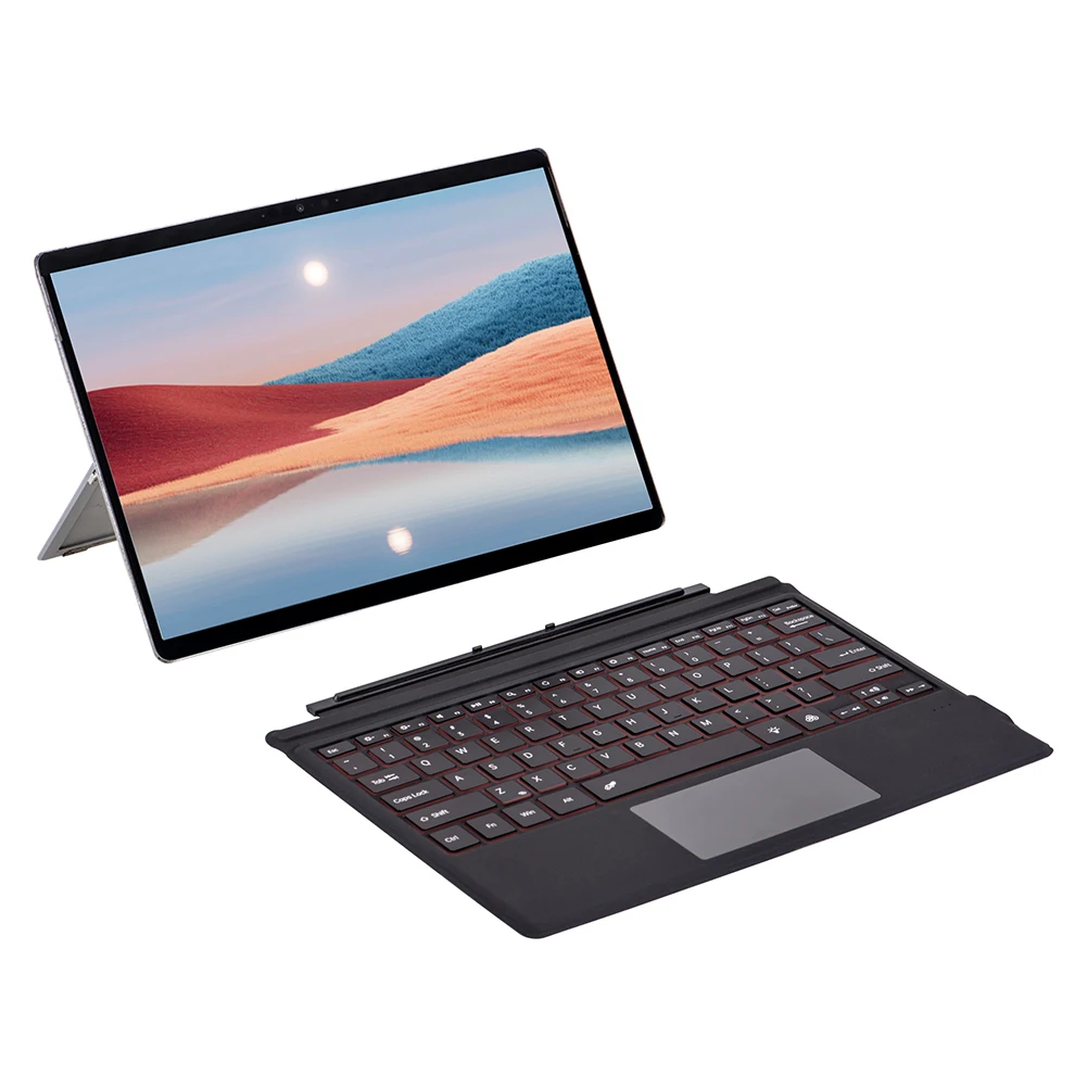 Tablet Keyboard Bluetooth-compatible 5.1 7 Colors LED Backlit Trackpad Keyboard Rechargeable for Microsoft Surface Pro 3 4 5 6 7