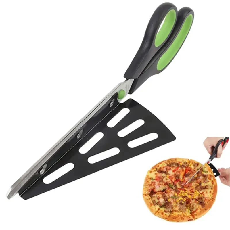 Pizza Scissors Knife Pizza Cutting Tool Stainless Steel Cutter Slicer Baking Tool Multi-Functional With Detachable Spatula