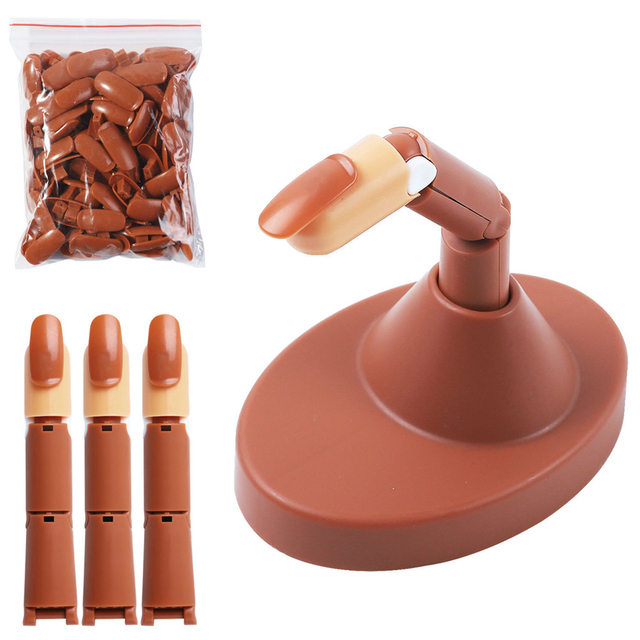Trainning Practice Hand Fingers Flexible Movable False Hands with 100pcs Nail Tips Display Manicure Fingers Nail Accessory