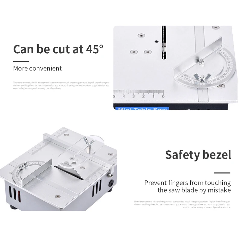 Mini Table Saw Woodworking Electric Bench Saw DIY Hobby Model Crafts Cutting Tool 96W Electric Desktop Saws 4