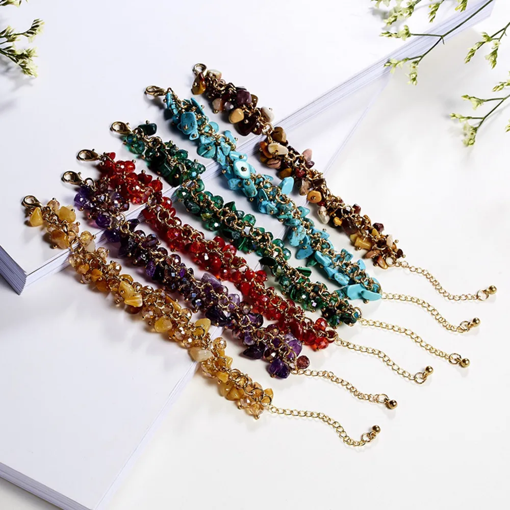 Bohemia Natural Irregular Amethyst Tiger Eye Red Coral Bracelet for Women in Charm Bracelets Jewelry Transportation Leisure