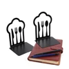 tableware Hollow-out Metal Bookends Hourglass Design Metal Bookends for Home Office Decorative Book Stoppers Book Holders 4
