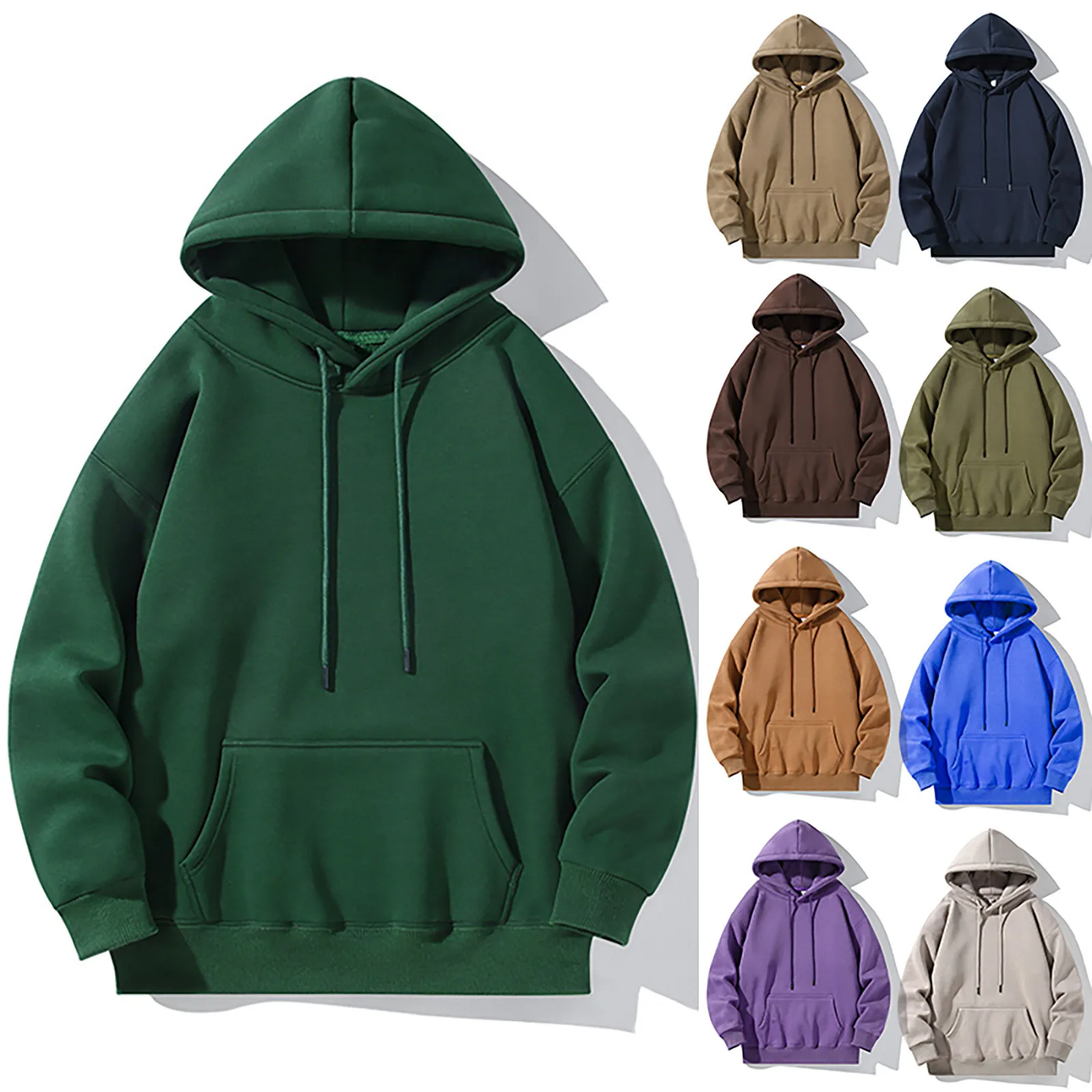 

Spring and Autumn Hoodies Men's Long Sleeve Fleece With Pockets Hooded Sweatshirt Oversized Harajuku Pullover Coat Streetwear