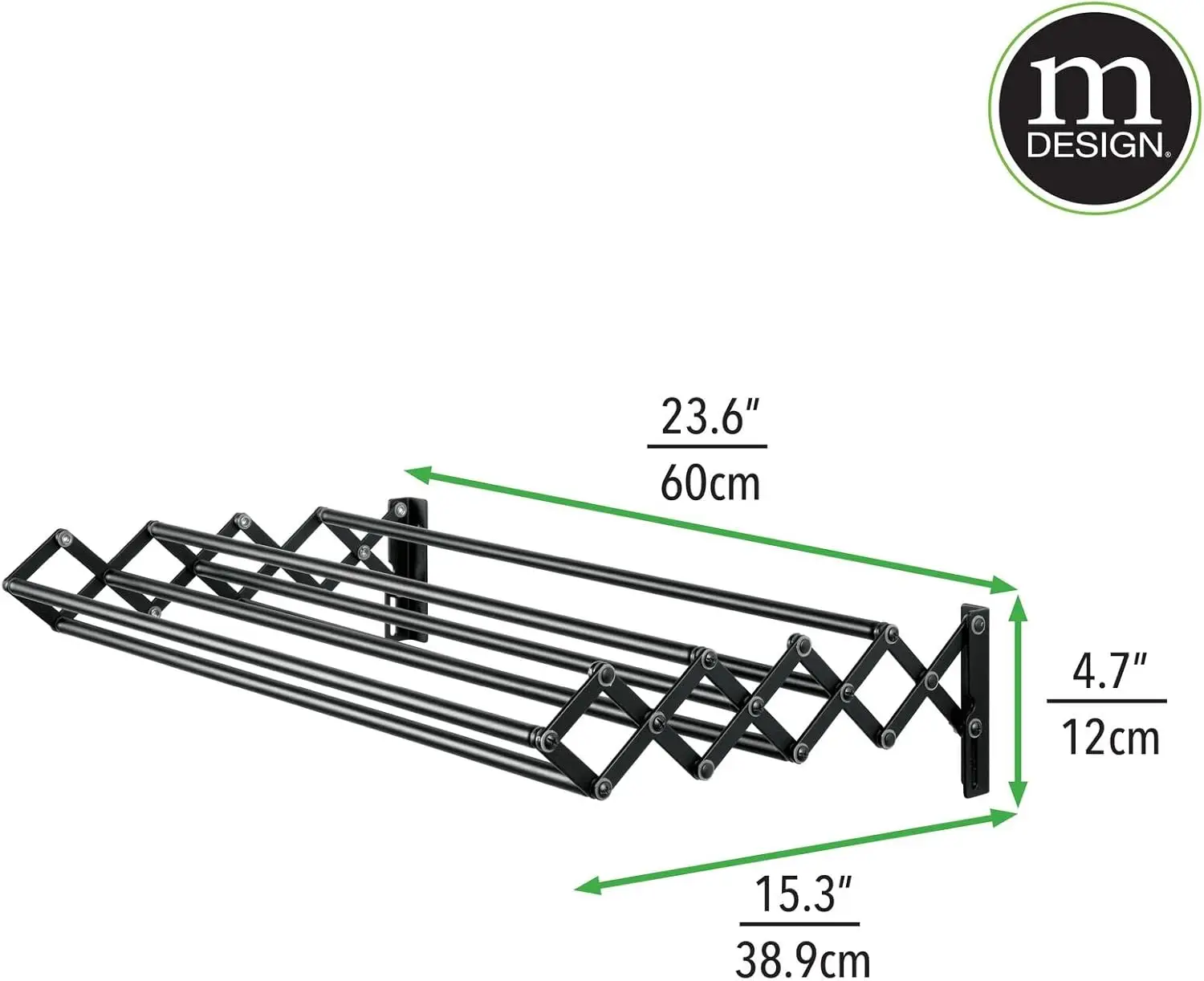 8 Bars for Hanging Garments - Mounted Organizer for Laundry/Utility Room, Bathroom, Garage, Bardo Collection, Black 3