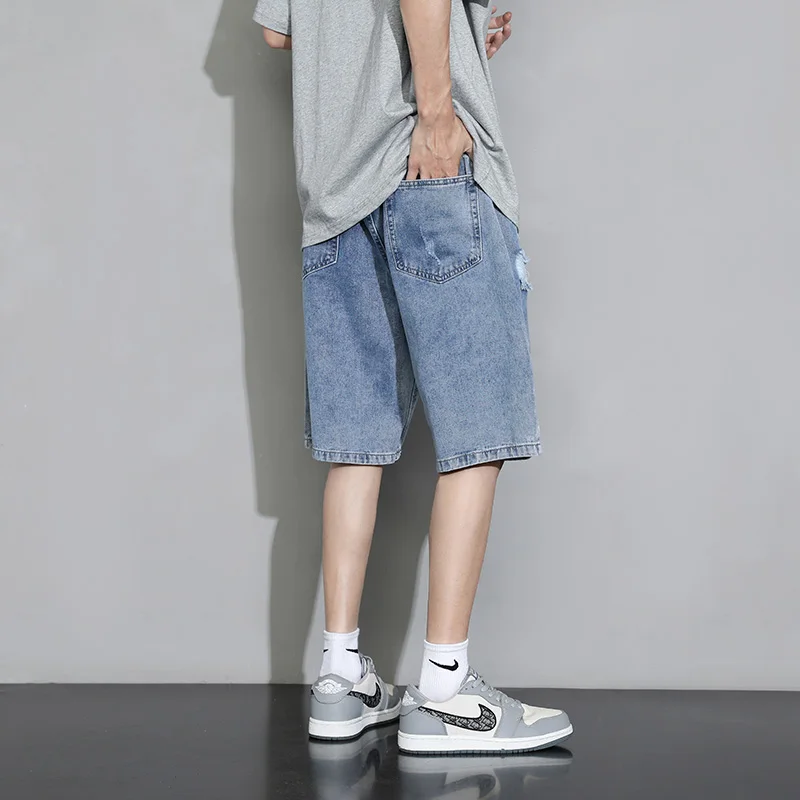 Men Cargo Pants Harajuku Denim Shorts Summer Baggy Oversize Shorts Ripped Hip Hop High Quality Jeans Brand Baggy Pants Street