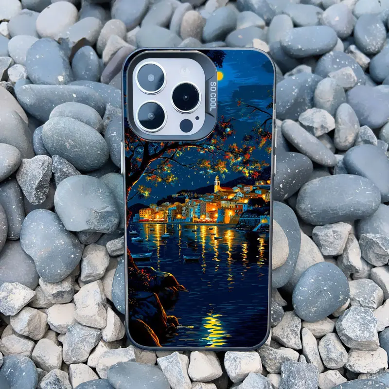 Luxuriöse Sonnenuntergang-Insel-Szenerie Handyhülle für iPhone 13 Mini 12 11 Pro Max 17 16 15 14 Pro Max Plus Landschafts-Laser-Cover Fundas – Detail 6