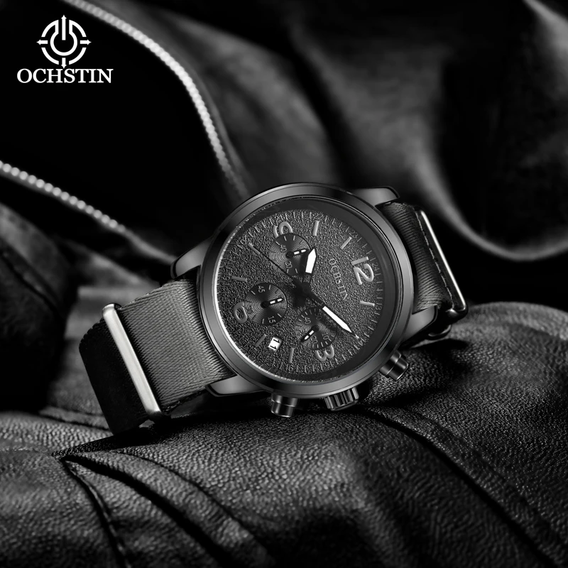 OCHSTIN2024 Creative Nylon Series Business Light Luxury Style Multi functional Quartz Movement Watch Men's Quartz Watch