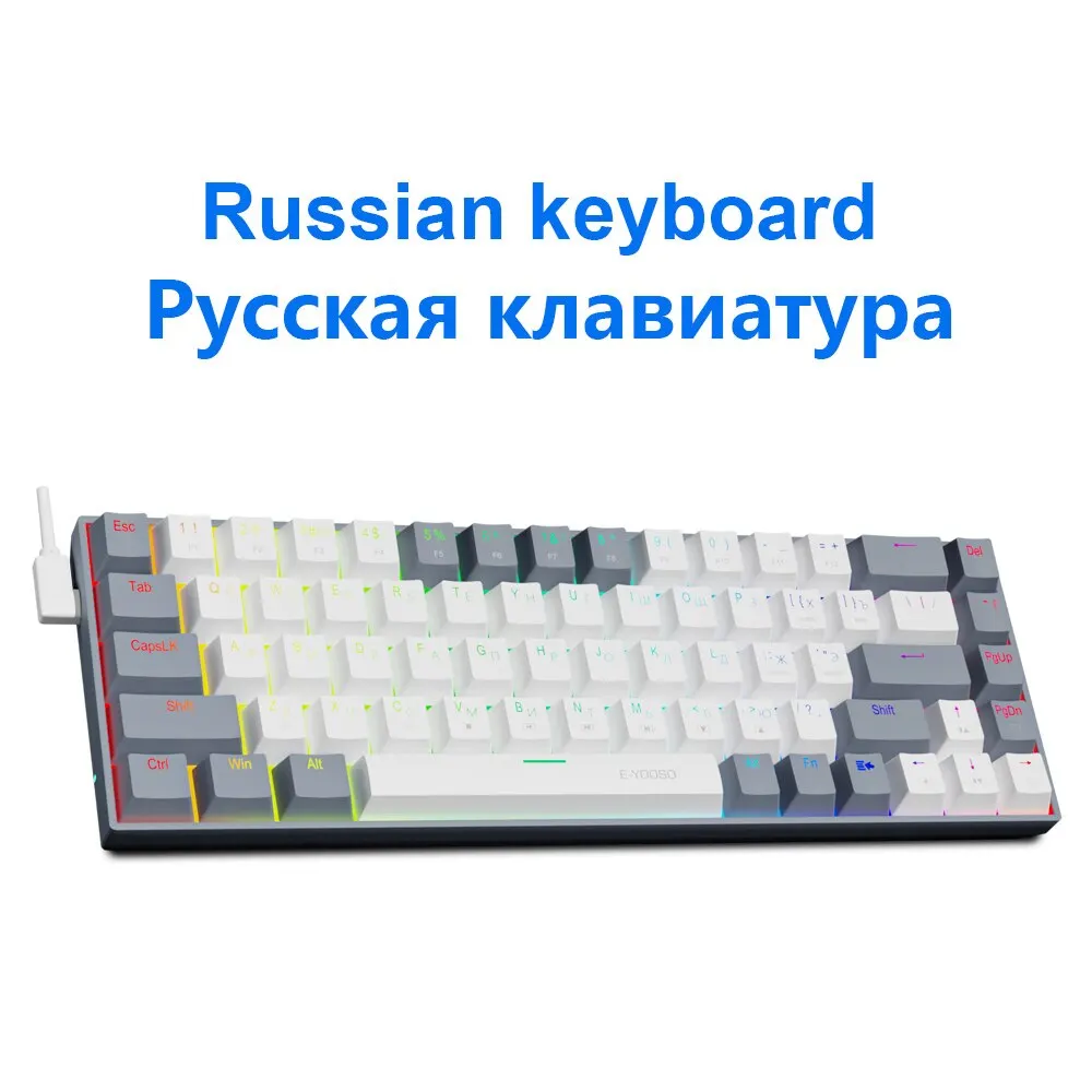 E-YOOSO Z686 RGB Mechanical Gaming Keyboard, 60% Mini Slim Design, Red Switches, 68-Key Layout
