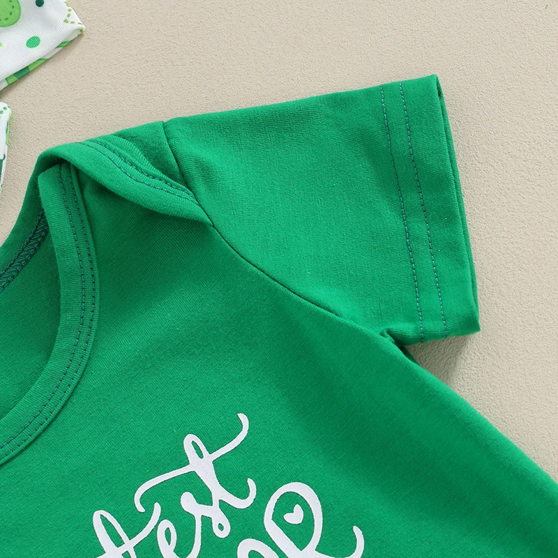 

Newborn Baby Girl St Patricks Day Outfit Infant Short Sleeve Ruffle Irish Clover Shamrock Lucky Charm Shorts Set