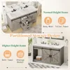 Double Bathroom Vanity with Sink, 61in Bathroom Storage Cabinet with Sliding Doors & Drawers, Dual Basin,Double Bath Vanity Sink 4