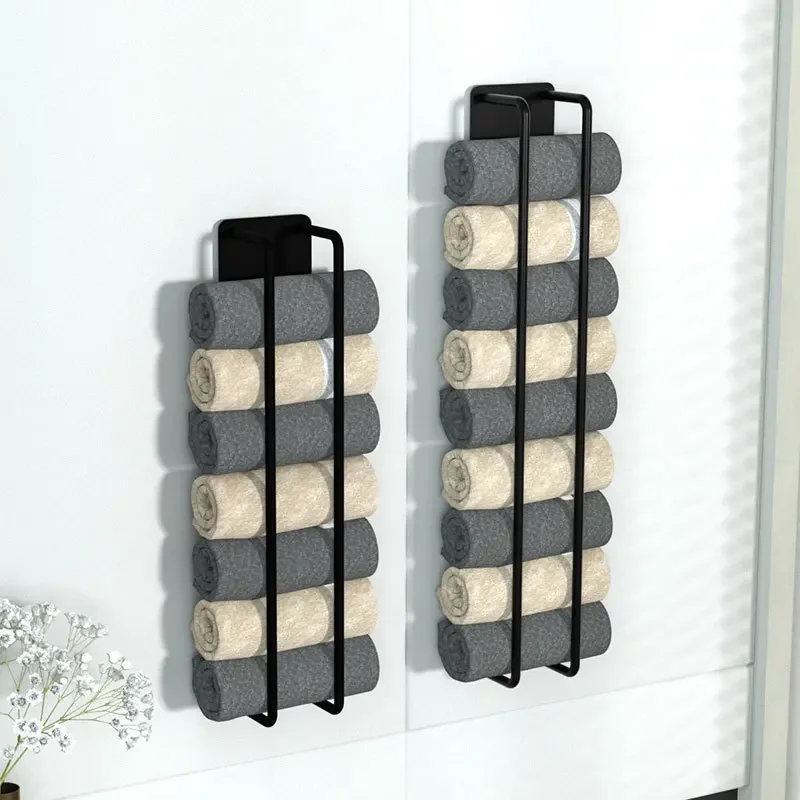 Alloy Bathroom Towel Rack Punch-free Movable Bathroom Kitchen Black Towel Bar Toilet Rack Kitchen Accessories 4