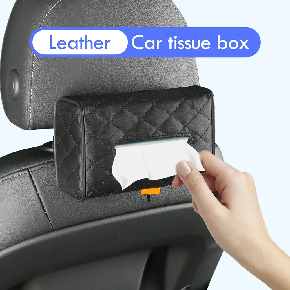 Car Leather Tissue Box Holder Auto Interior Storage