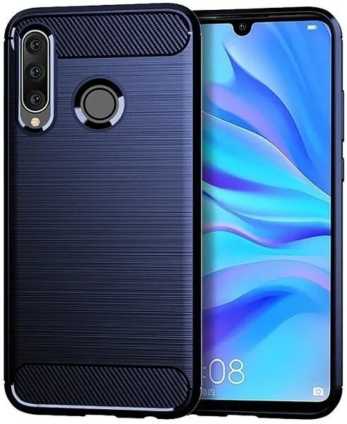 Чехол Huawei P30 Lite (Nova 4E) цвет Blue (синий) серия Carbon Caseport | Мобильные телефоны и