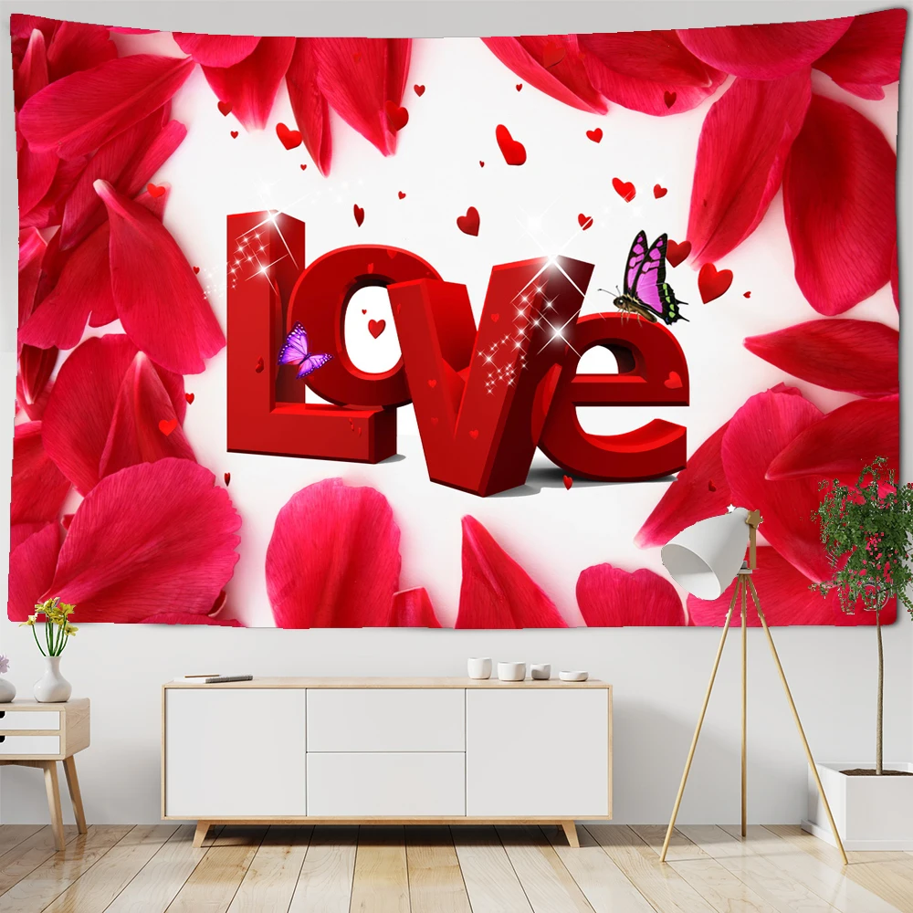 

Flowers Floral Love Rose Tapestry Wall Hanging Bohemian Style Tapestries Art Ins Hippie Mandala Home Decoration Wall Cloth