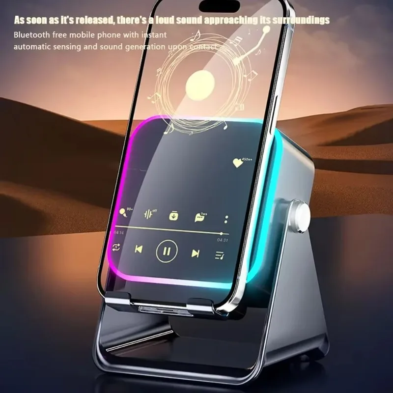 Support Téléphone Haut-Parleur Bluetooth Induction - Chargeur Sans Fil 5 En 1 Noir