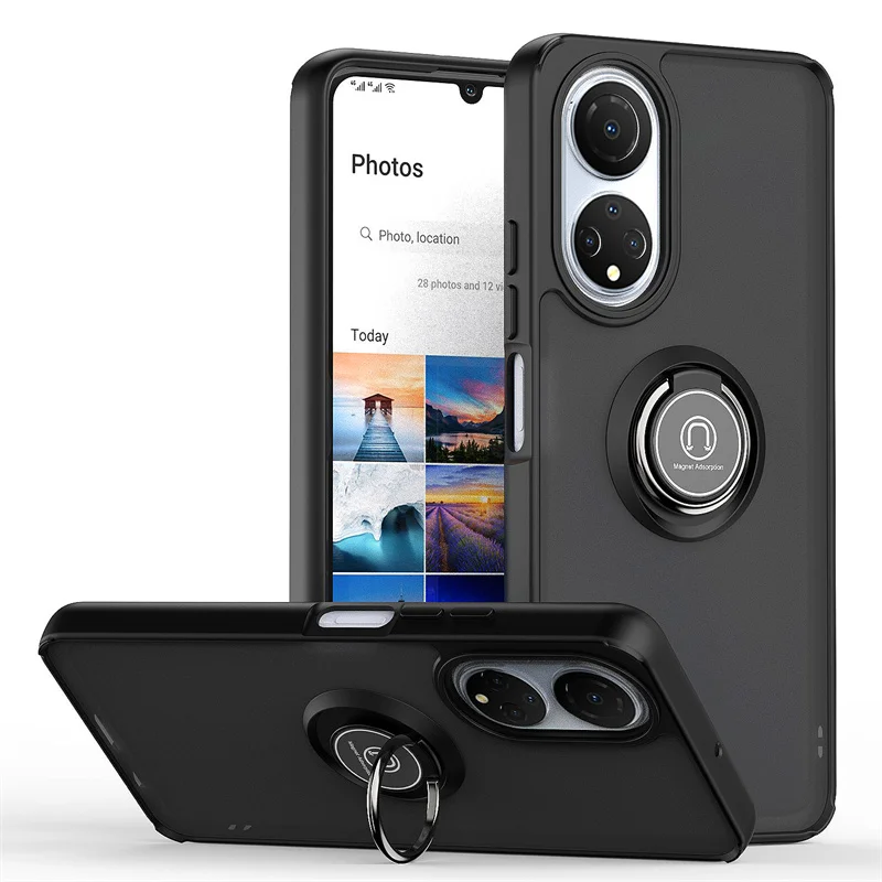 Shockproof Armor Magnetic Holder Ring Case - Durable Hard PC Back Cover