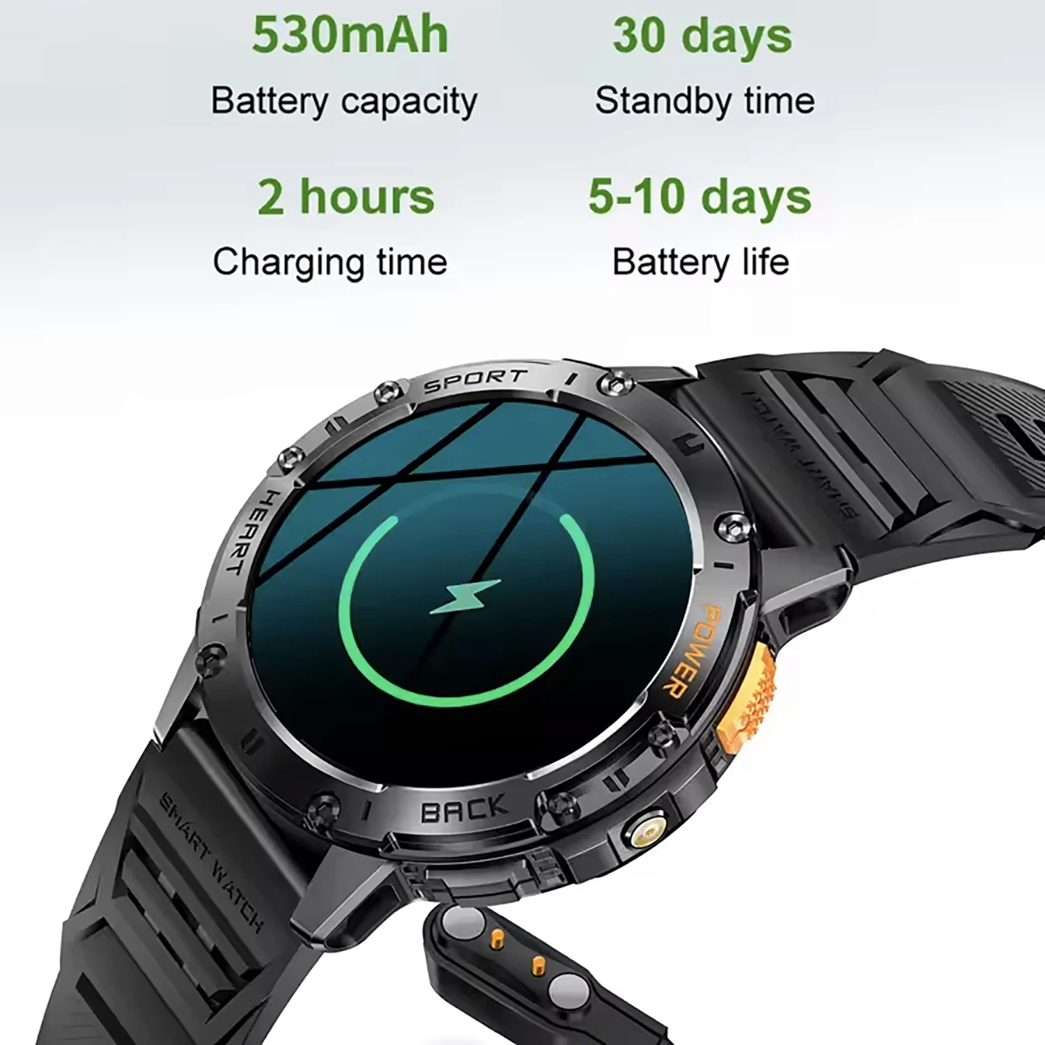 OBAME Outdoor Men Sports Smart Watch Bluetooth Call Heart Rate Fitness Tracker Waterproof Clock Smartwatch ForAndroid IOS 530mAh