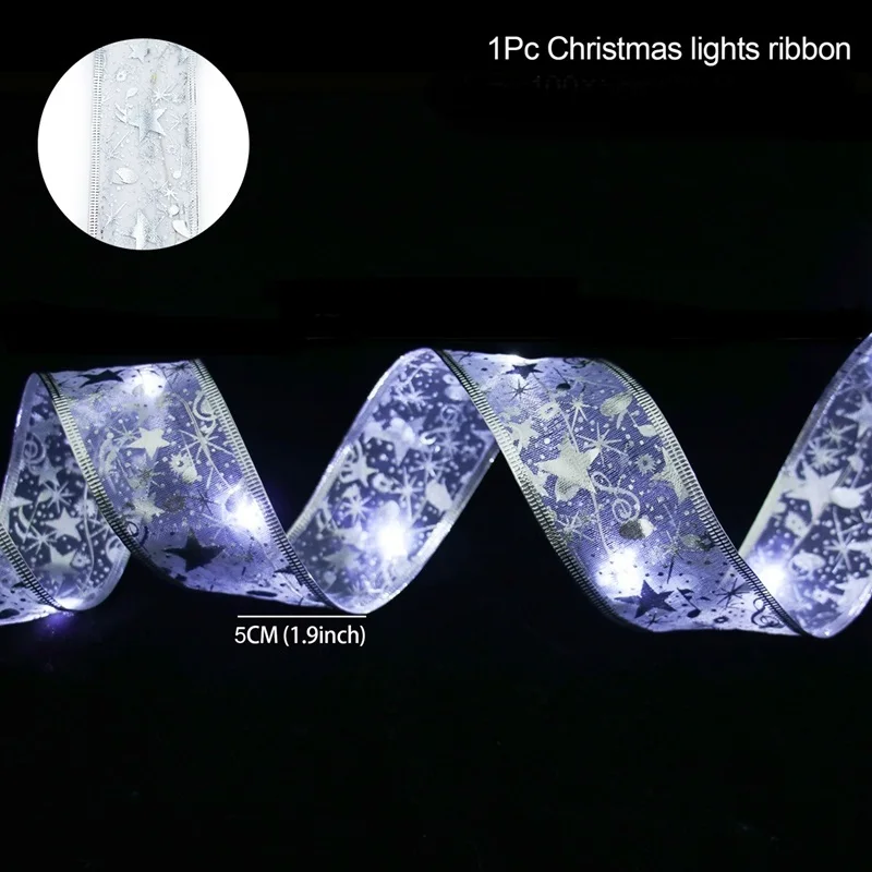 Festive Christmas Ribbon Fairy Light String - Holiday Home Decor Ornament & Gift