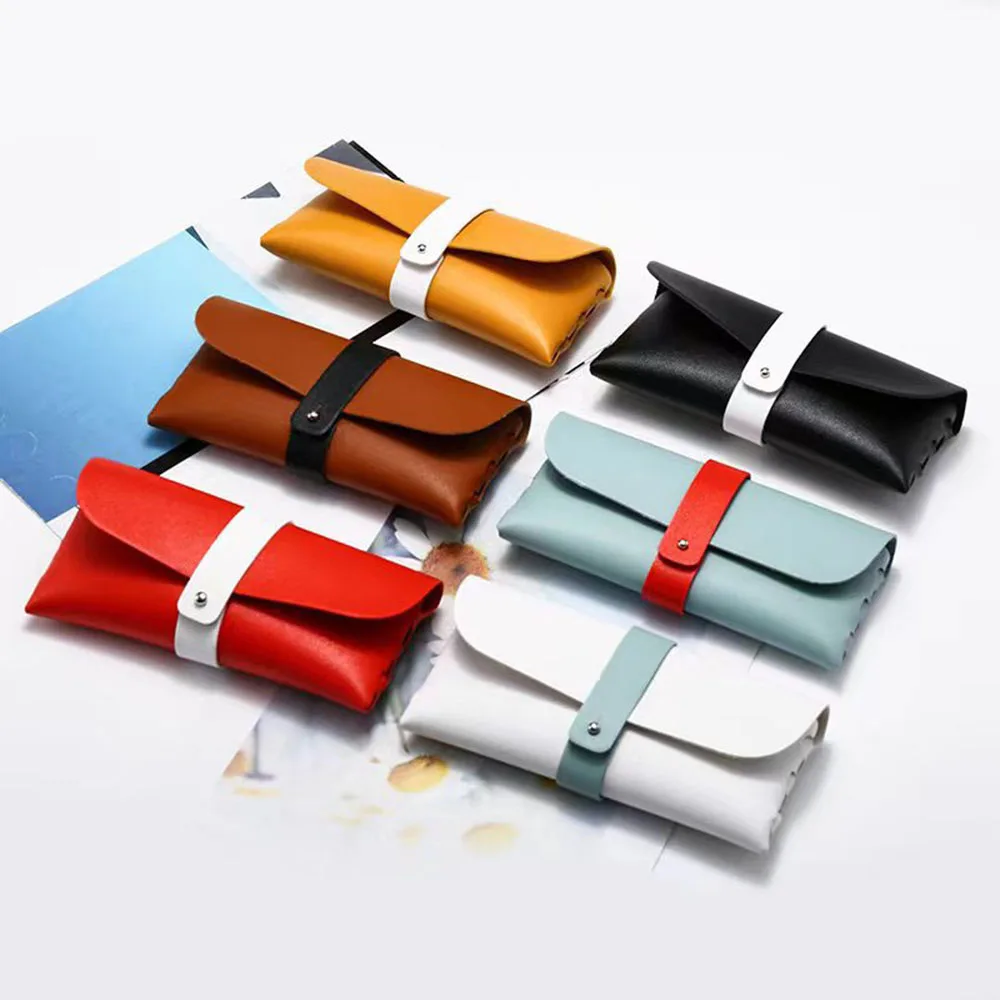 

Portable Classic Solid Color Glasses Bag Unisex Leather Sunglasses Protective Case Simple Reading Eyeglasses Storage Bags