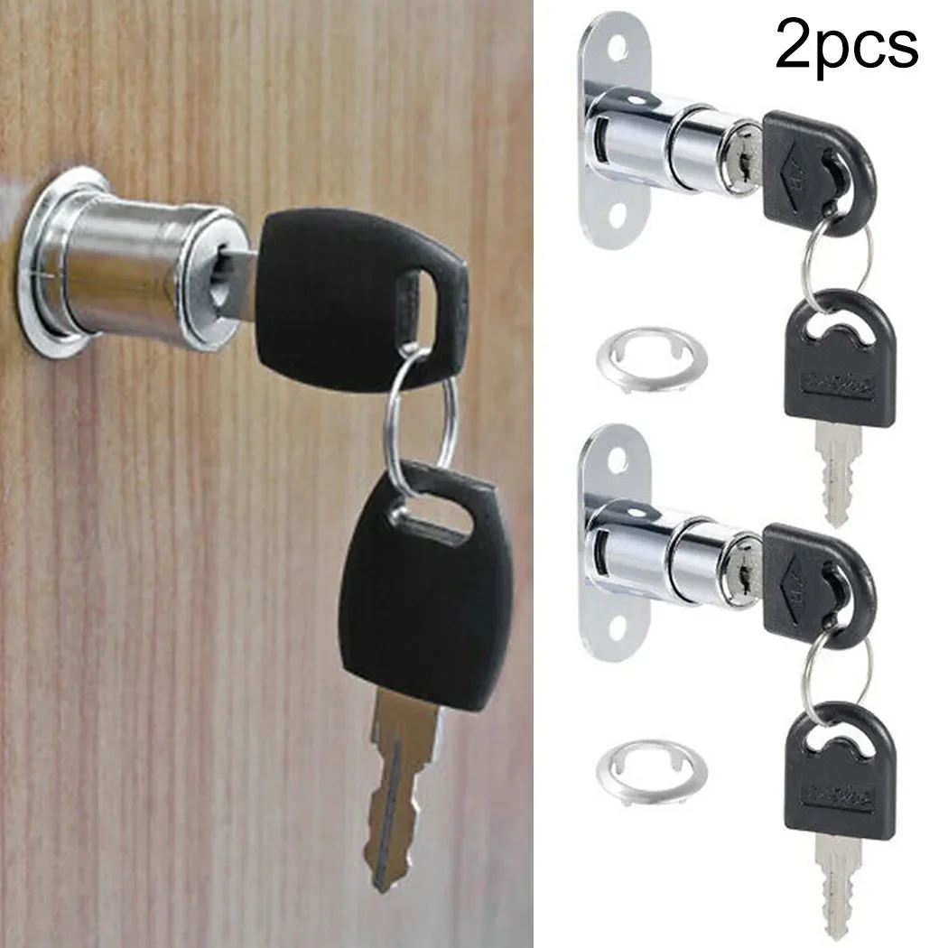2Sets Cabinet Push Plunger Lock Zinc Alloy Sliding Glass Door Showcase Lock Furniture Cabinet Drawer Furniture Hardware