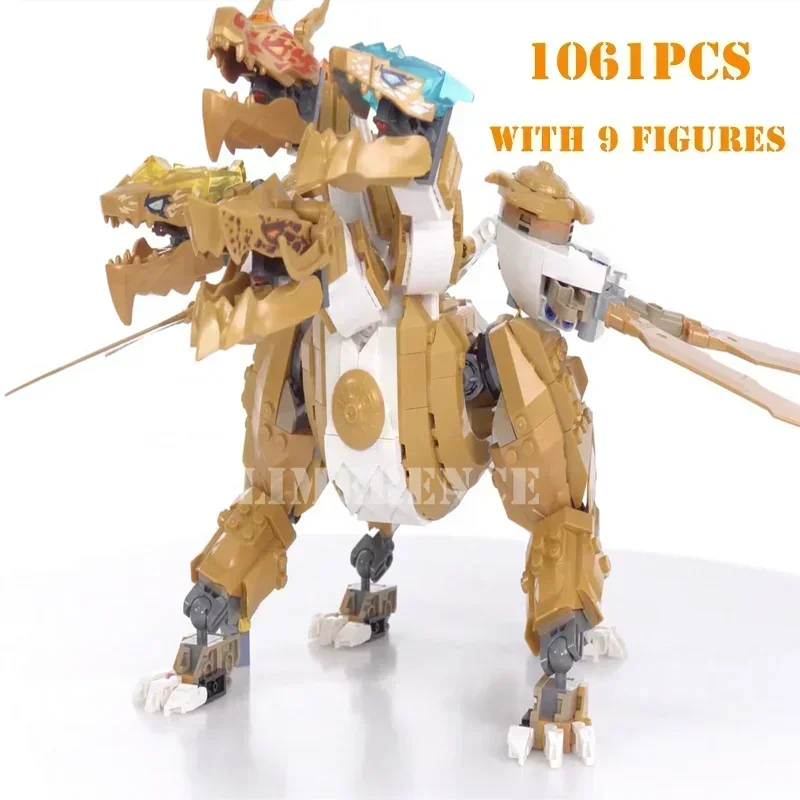 

1061 шт. строительные блоки MOC Lloyd's Golden Ultra Dragon, титановые Mech 71774 71775, модели блоков, игрушки для детей, подарки на день рождения