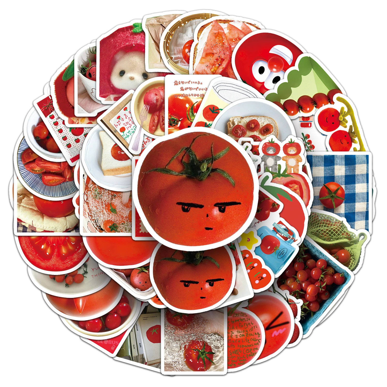 50Pcs 재미 있은 토마토 만화 귀여운 방수 스티커 스케이트 보드 레트로 홈 데칼 스티커 - AliExpress