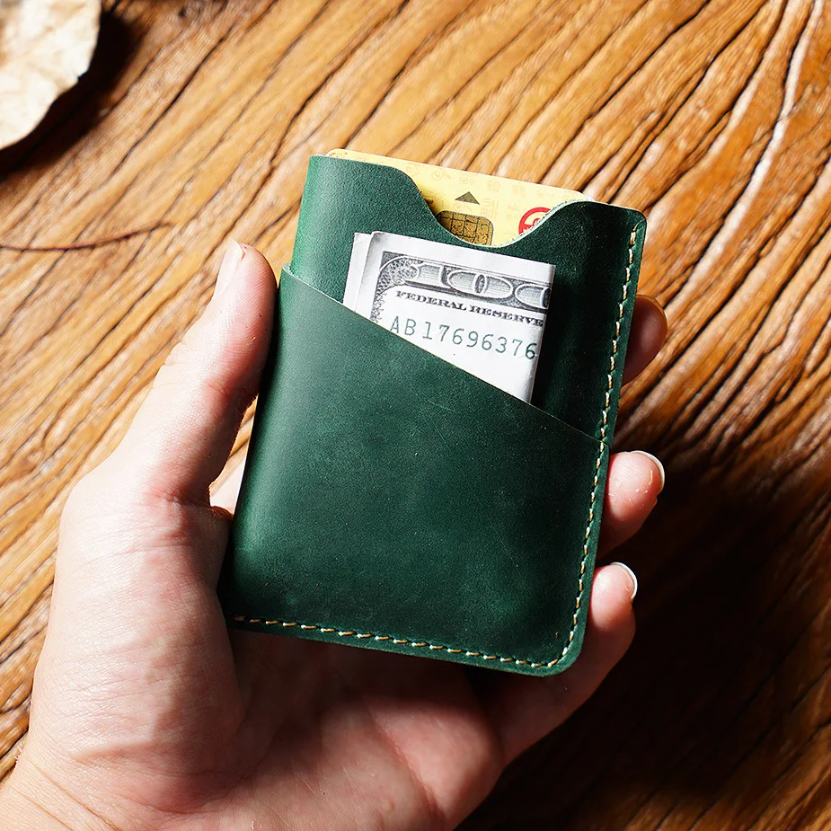 Genuine Leather Credit Card Holders Luxury Crazy Horse Leather Card Wallet ID Case Wedding Birthday Gift