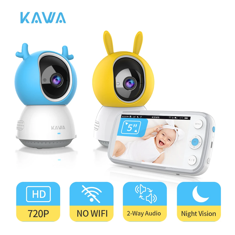 Радионяня KAWA S6 с 2 камерами 5-дюймовое цветное видео Ночное видение Cry Sound Alert