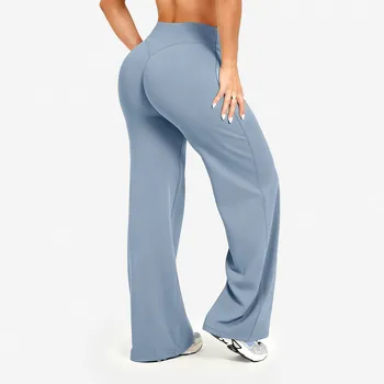 Womens Straight Leg Pants – High Waisted Wide Leg Yoga Pants Breathable Loose Baggy Sweatpants for Gym Running Casual Wear 1