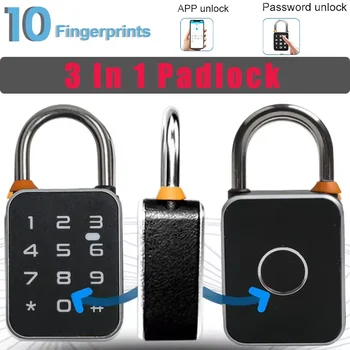 Smart Padlock Tuya APP+Fingerprint+Password 3 In 1 Electric Biometric Lock IP65 Keyless Mini Smart Locks Anti-theft Padlocks 1