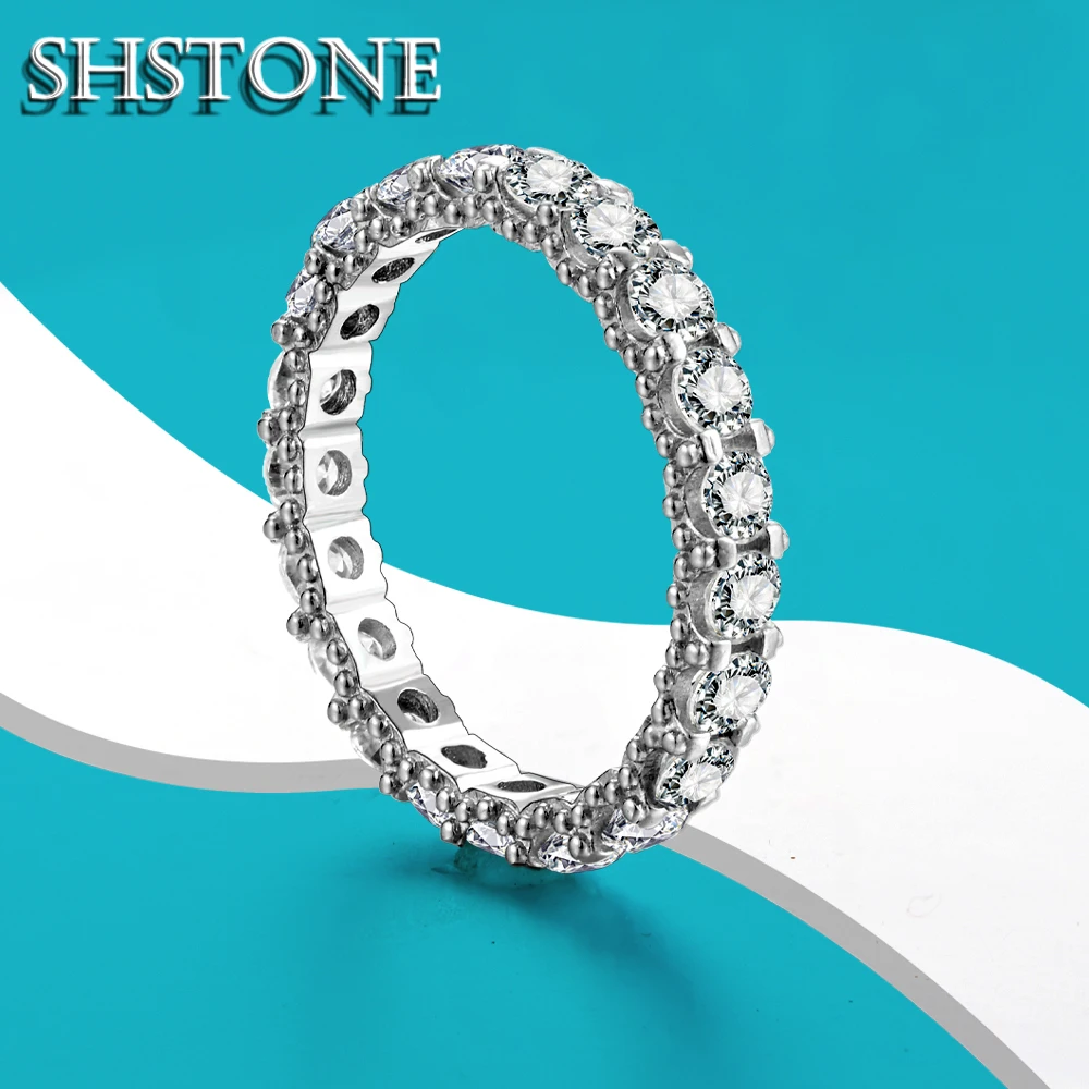 SHSTONE 0.1ct 3mm Moissanite Ring s925 Sterling Sliver White Gold D Color Diamond Rings For Women Wedding Engagement Jewelry