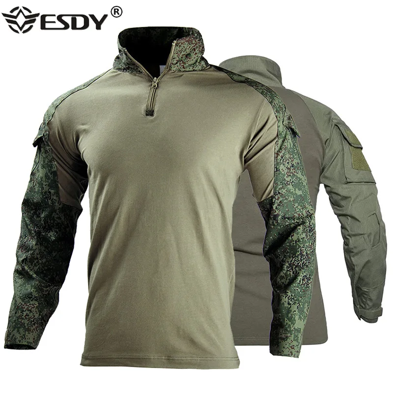 

Top Military Combat Shirts Men 1/4 Zip Long Sleeve Tactical Hunting Shirts Outdoor Hiking Army Shirts Casual Pullover Tops