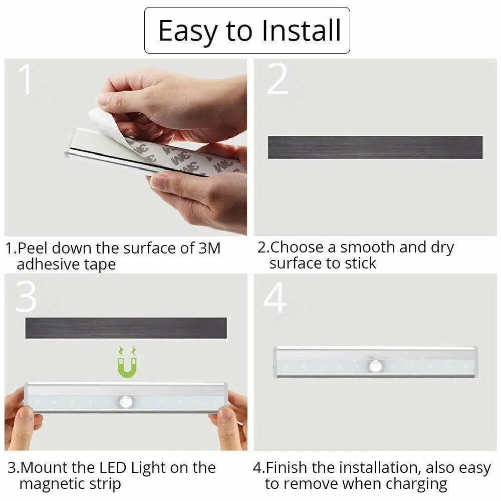 Wireless LED Night Light with Motion Sensor and USB Charging