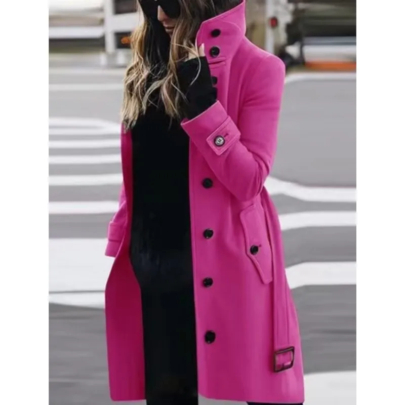 Women's Coat Outerwears Autumn Winter Warm Female Jackets Single Breasted Turn-down Collar Single Breasted Women's Clothes New 5