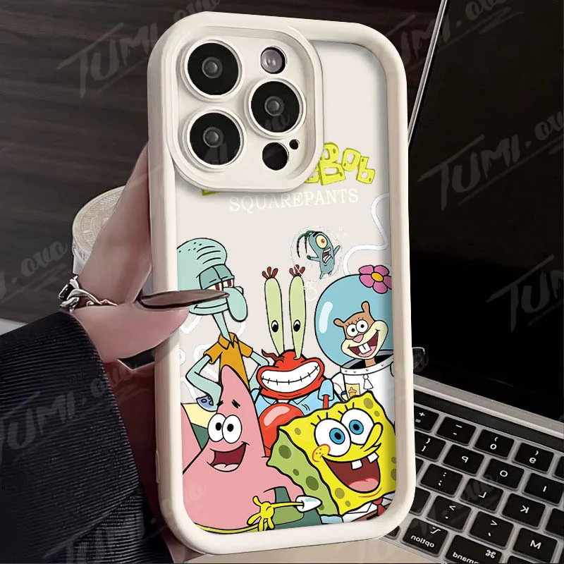 thumbnail image 1 of Funda de teléfono de silicona con estampado mate para iPhone, carcasa protectora de Anime SpongeBobs para iPhone 14, 15 Pro Max, 13, 12, 11, X, XS, XR, 7, 8 Plus, SE 2020, 1 of 5