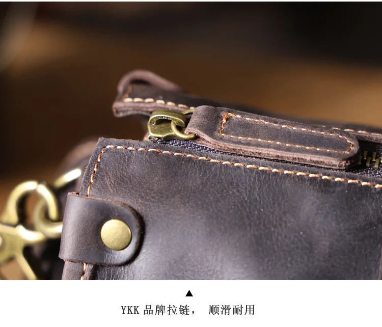 Vintage handgefertigte Herren-Aktentasche aus Crazy-Horse-Rindsleder mit mehreren Taschen, luxuriöse Business-Handtasche aus echtem Leder mit großem Fassungsvermögen für Laptops. – Detail 19