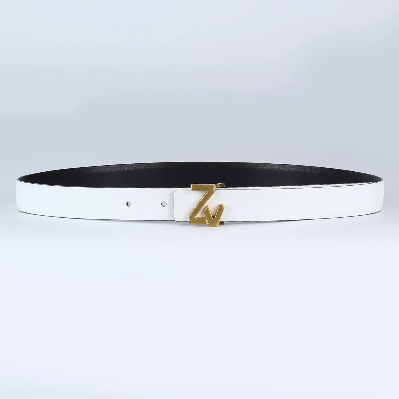 Women Leather Belt 2.5CM Wide Reversible for Women Dress