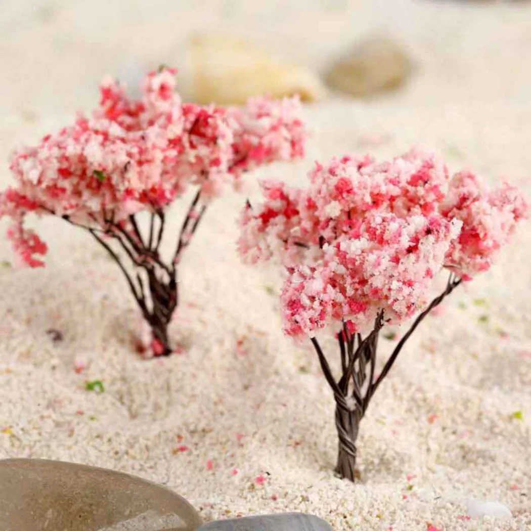 20pcs 6.4cm Tree Model Accessories Cherry Flowering Plant Model Railway Layout Practical