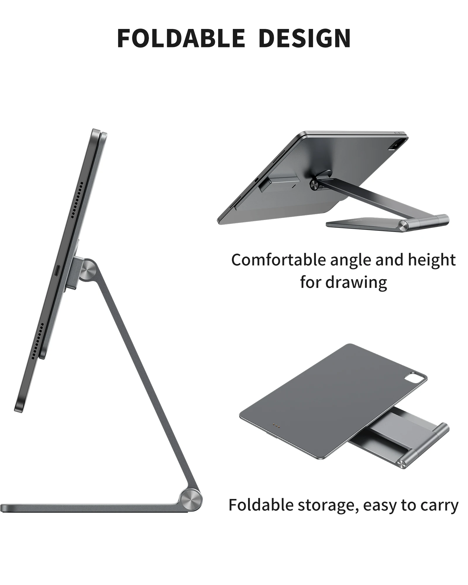 KUXIU Magnetic Charging Stand for iPad Pro 11/13 inch M4(2024), Foldable Aluminum Alloy Tablet Holder with 1M USB C Cable 5