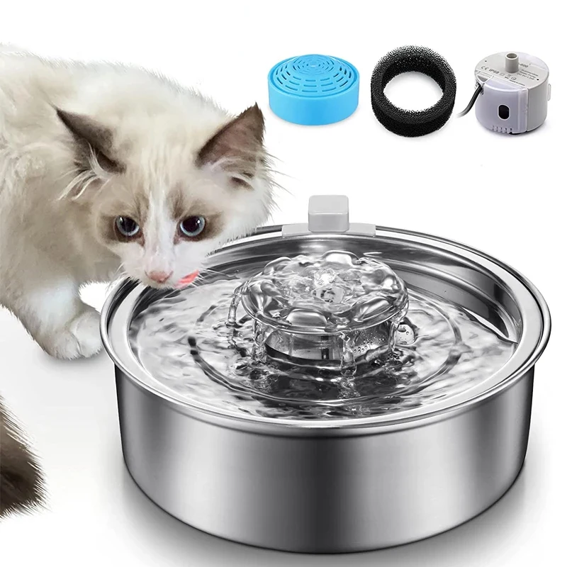 

304 Stainless Steel Cat Water Fountain Ultra-Quiet 2.0L/67oz Cat Fountain Auto Pet Water Dispenser For Dogs And Cat Products