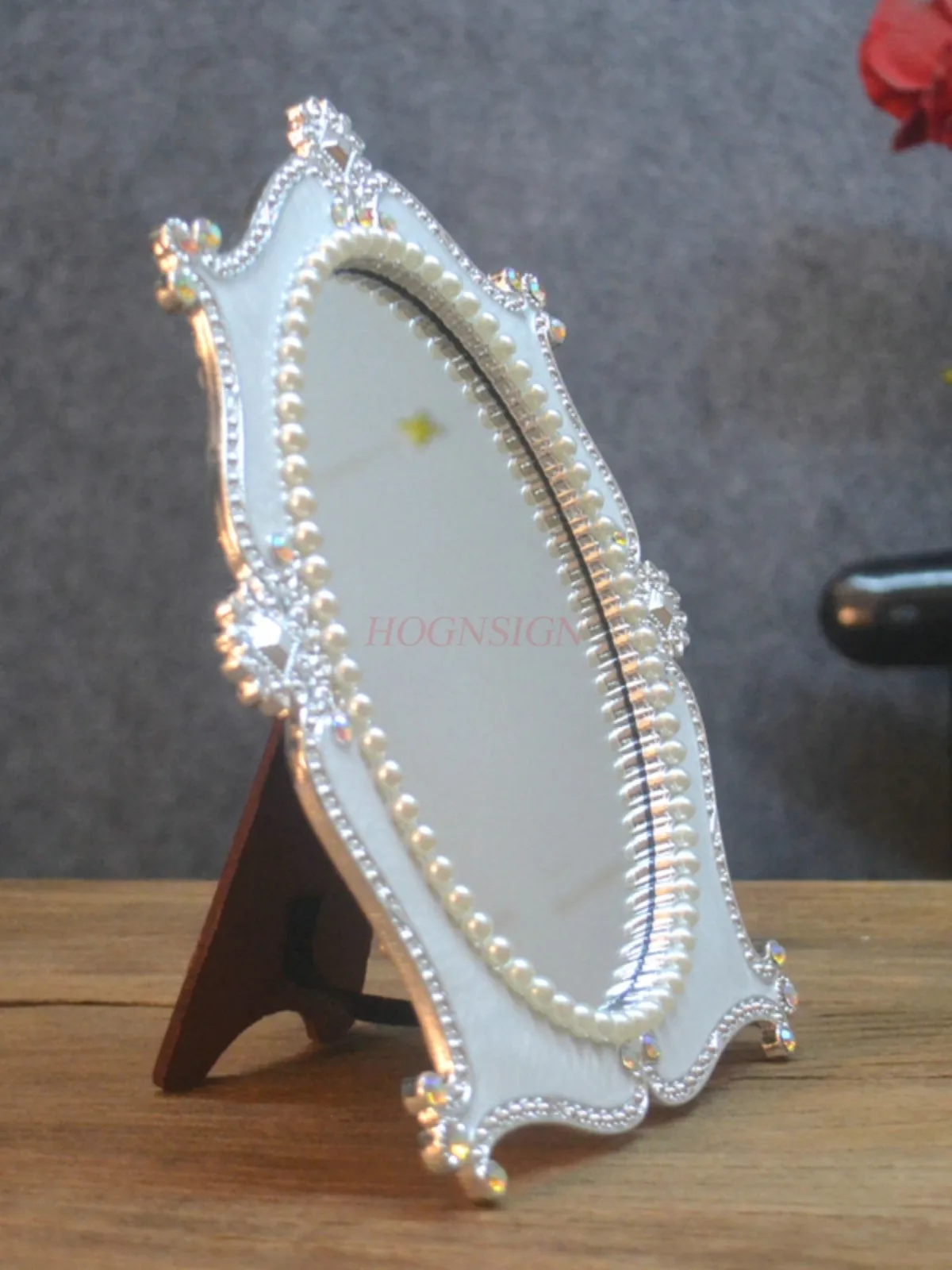 메이크업 공주 거울 테이블 장식 진주 타원형 창조적 개인화 된 선물